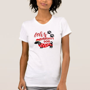 Dackel Weihnachts-Shirt _ Funny Feliz Naughty Do T-Shirt