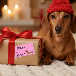 Dackel Weihnachts-Sticky-Geschenketiketten
