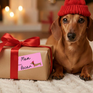 Dackel Weihnachts-Sticky-Geschenketiketten