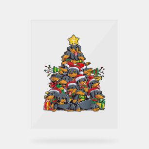 Dackel Weihnachtsbaum Dog Weihnachtsjunge Mädchen Acrylschild