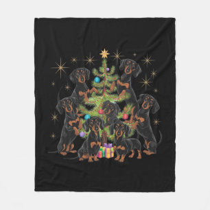 Dackel Weihnachtsbaum Fleecedecke