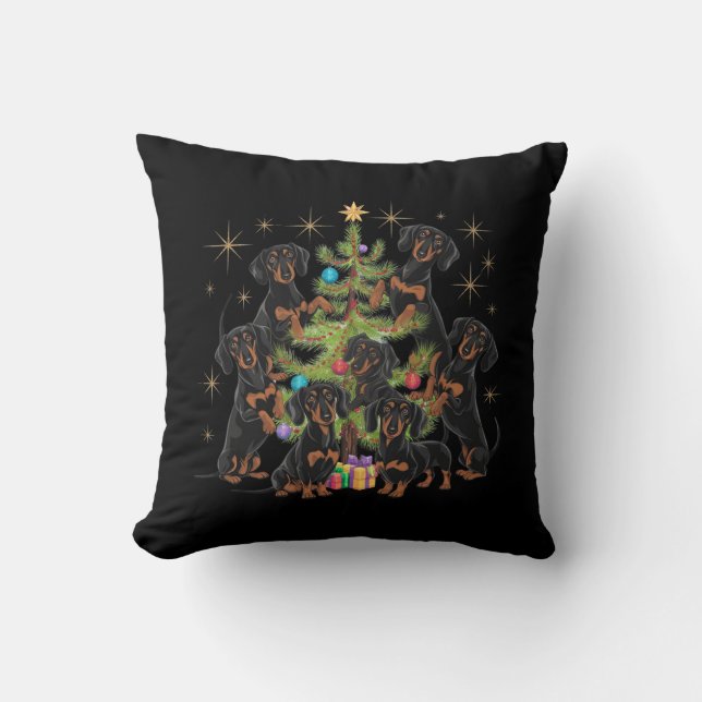Dackel Weihnachtsbaum Kissen (Vorderseite)