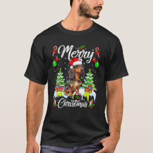 Dackel Weihnachtsbaum Lichter Xmas Hund T-Shirt