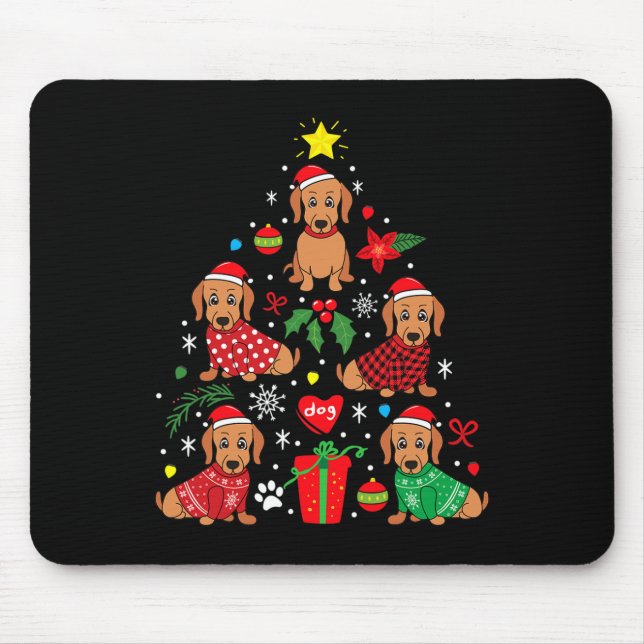 Dackel Weihnachtsbaum Ornament Funny Würstchen Hun Mousepad (Vorne)
