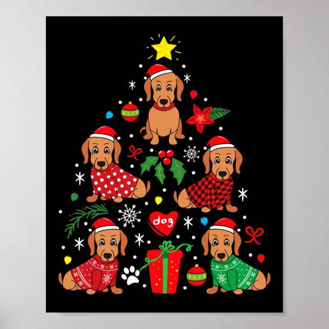 Dackel Weihnachtsbaum Ornament Funny Würstchen Hun Poster (Vorne)