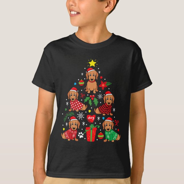 Dackel Weihnachtsbaum Ornament Funny Würstchen Hun T-Shirt (Vorderseite)