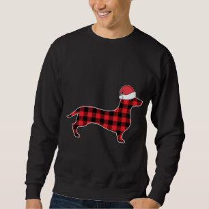 Dackel Weihnachtsdekorationen Rotes Kariertes Buff Sweatshirt