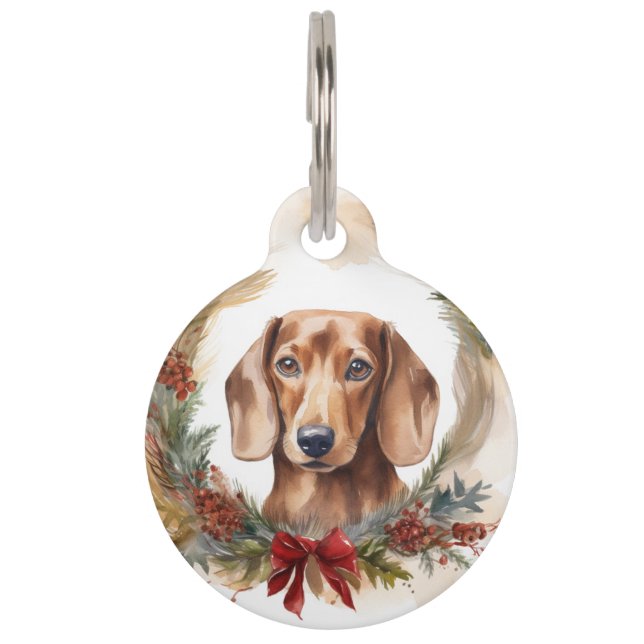 Dackel Weihnachtsfest Haustiermarke (Vorderseite)