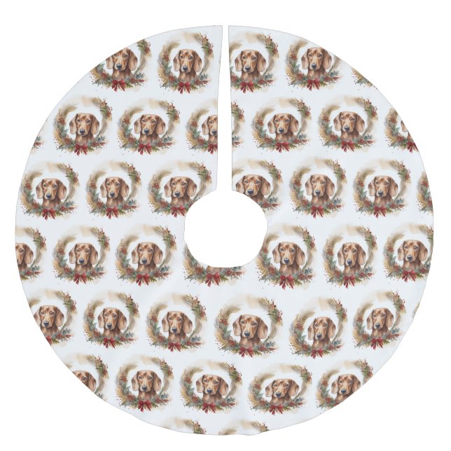 Dackel Weihnachtsfest Polyester Weihnachtsbaumdecke (Vorderseite)