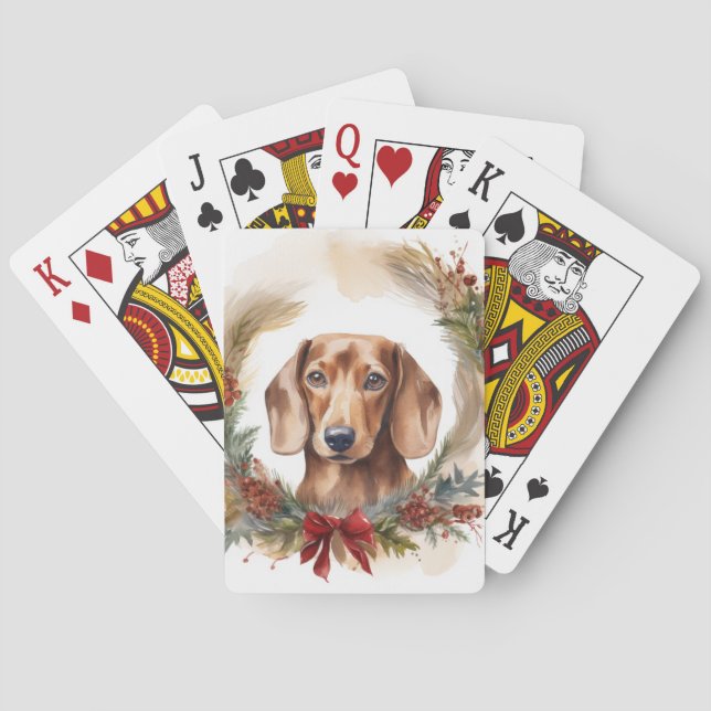 Dackel Weihnachtsfest Spielkarten (Rückseite)