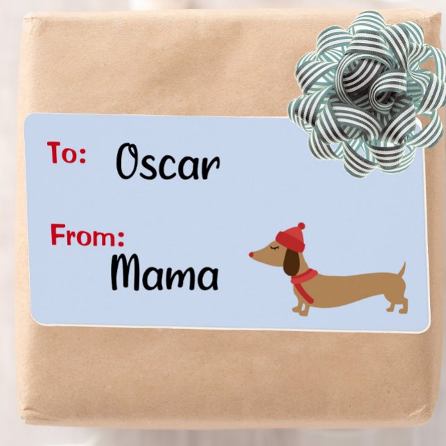 Dackel Weihnachtsgeschenk Tag Sticky Labels (Dachshund Christmas gift tags to help you sleigh the gift giving game this year!)