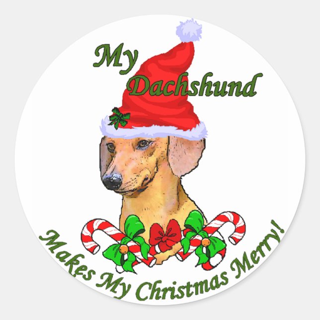 Dackel Weihnachtsgeschenke Runder Aufkleber (Vorderseite)