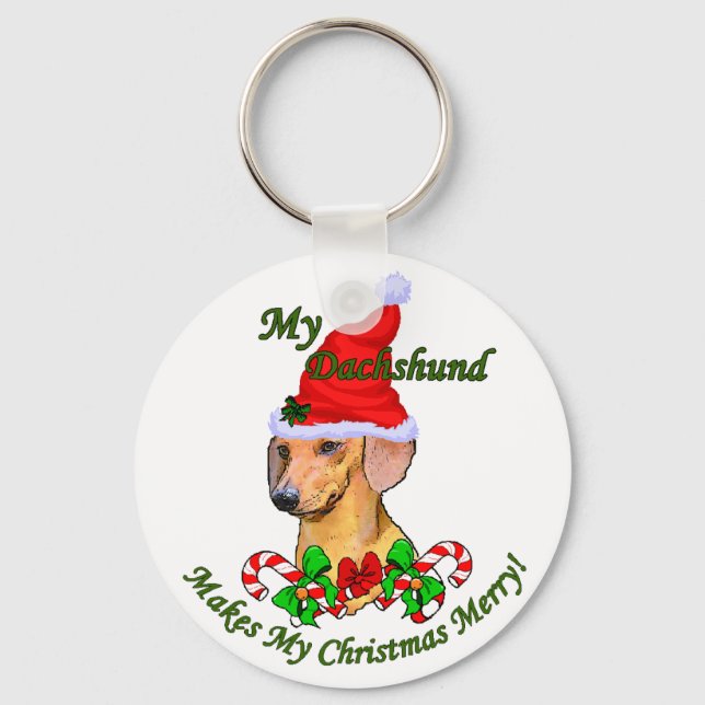 Dackel Weihnachtsgeschenke Schlüsselanhänger (Vorderseite)