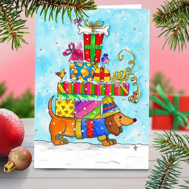 Dackel Weihnachtsgrüßkarte von Nicole Janes Karte (Von Creator hochgeladen)