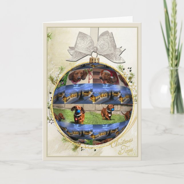 Dackel Weihnachtskarte Feiertagskarte (Vorderseite)