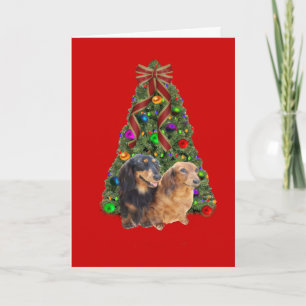 Dackel-Weihnachtskarten-Baum Feiertagskarte