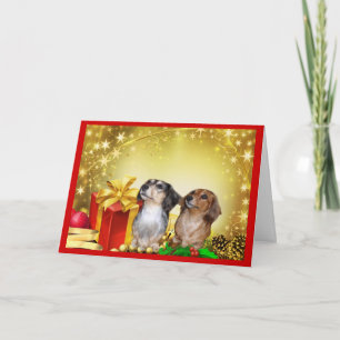 Dackel-Weihnachtskarten-Geschenke Feiertagskarte