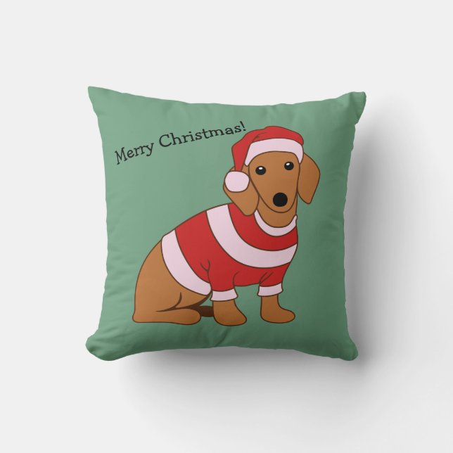 Dackel Weihnachtskissen Personalisiert Kissen (Vorderseite)