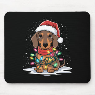 Dackel Weihnachtslicht Weihnachtsmannmütze Hund Lo Mousepad