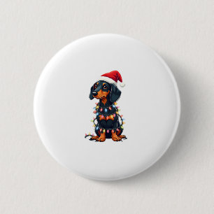 Dackel Weihnachtslicht Weihnachtsmannmütze Weihnac Button