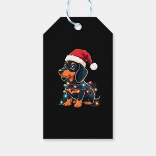 Dackel Weihnachtslicht Weihnachtsmannmütze Weihnac Geschenkanhänger