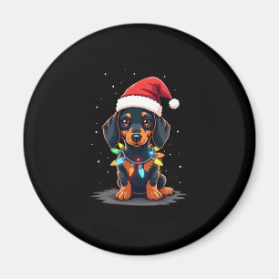 Dackel Weihnachtslicht Weihnachtsmannmütze Weihnac Magnet
