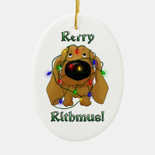 Dackel - Weihnachtslichter Keramikornament