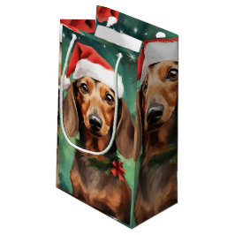 Dackel Weihnachtsmalerei Kleine Geschenktüte