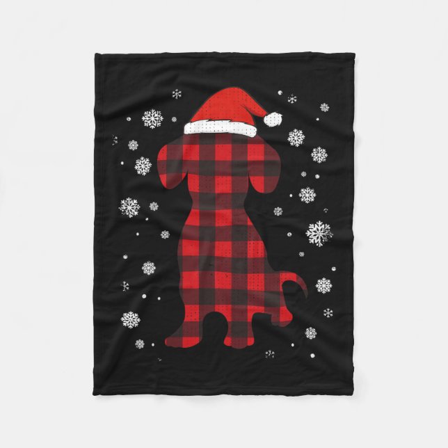 Dackel Weihnachtsmannmütze Hund über Weihnachten Fleecedecke (Vorderseite)