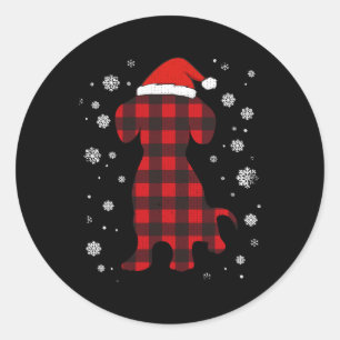 Dackel Weihnachtsmannmütze Hund über Weihnachten Runder Aufkleber