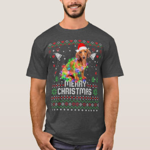 Dackel Weihnachtsmannmütze Hund Weihnachtsbaum Lig T-Shirt