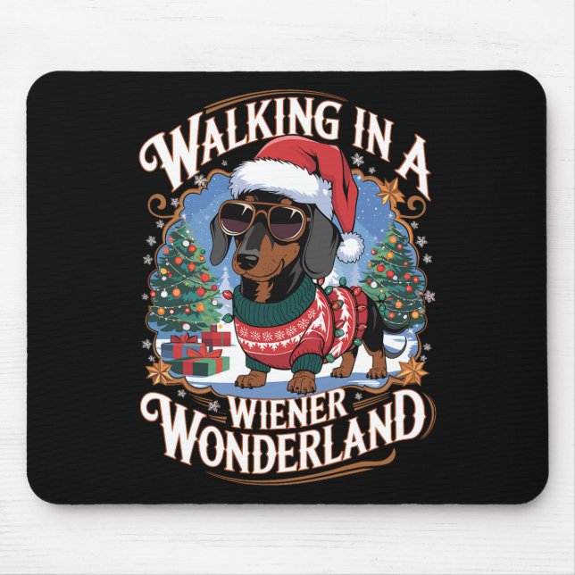 Dackel Weihnachtsmannmütze Weihnachtskostüm Hund L Mousepad (Vorne)