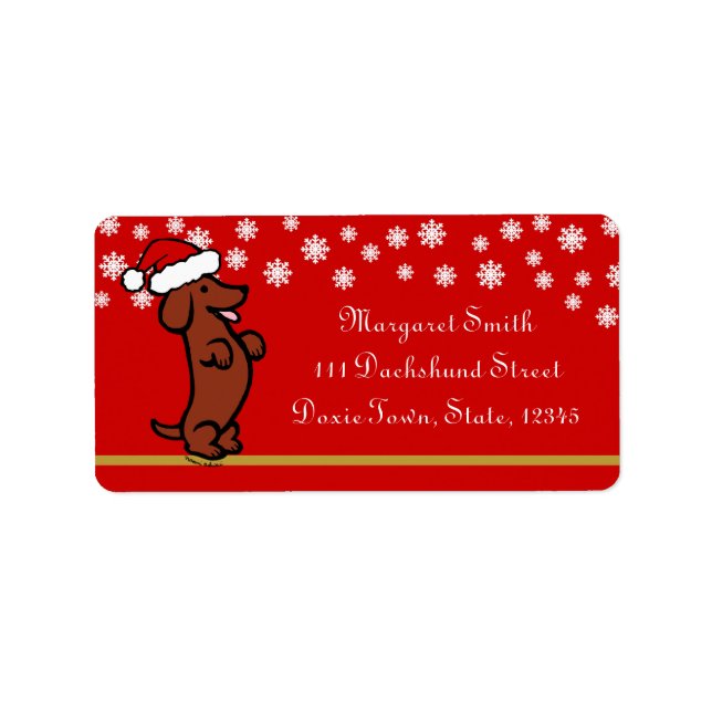 Dackel Weihnachtsmarken für Weihnachtsmannmützen Adressaufkleber (Vorne)