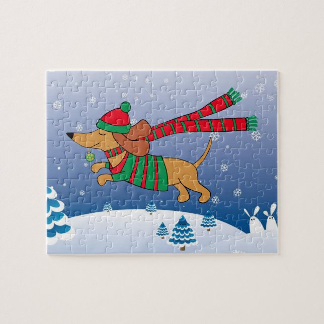 Dackel Weihnachtspuzzle (Horizontal)