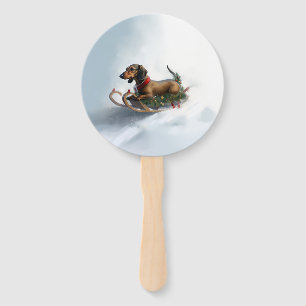 Dackel Weihnachtsschnee im Winter Fächer