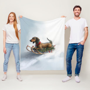 Dackel Weihnachtsschnee im Winter Fleecedecke