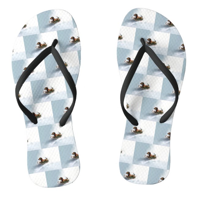Dackel Weihnachtsschnee im Winter Flip Flops (Fußbett)