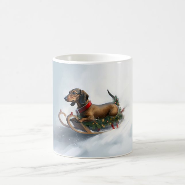 Dackel Weihnachtsschnee im Winter Kaffeetasse (Mittel)
