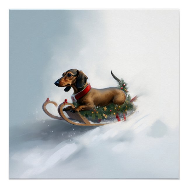 Dackel Weihnachtsschnee im Winter Poster (Vorderseite)