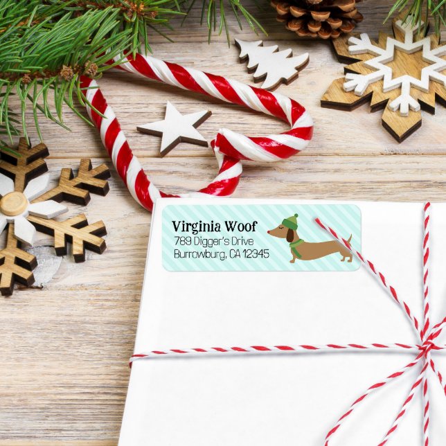 Dackel Weihnachtswrapping Paper Niedliche Schneefl (Dachshund Christmas address labels)
