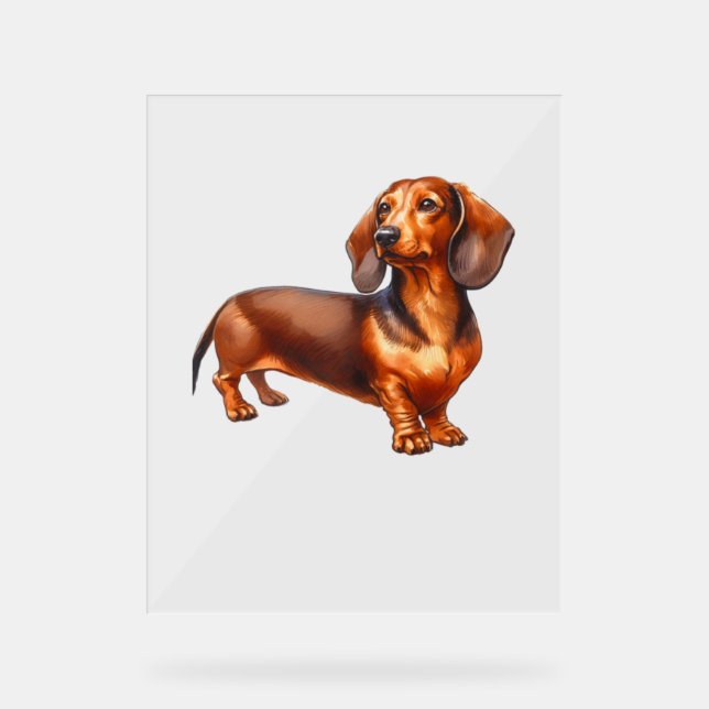 Dackel - Weiner Dog Aquarellmalerei Acrylschild (Vorderseite)