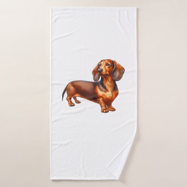 Dackel - Weiner Dog Aquarellmalerei Badehandtuch (Badehandtuch)