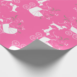 Dackel Weiner Dog Babydusche Französisches Rosa M Geschenkpapier