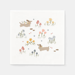 Dackel Weiner Dog liebt Wildblume Küche Serviette