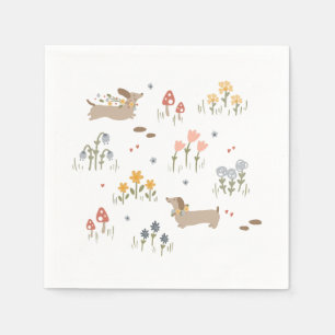 Dackel Weiner Dog liebt Wildblume Küche Serviette