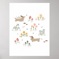 Dackel Weiner Dog liebt Wildblume Mauer Kunst
