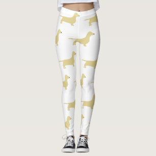 Dackel Weiß-Silhouette Leggings