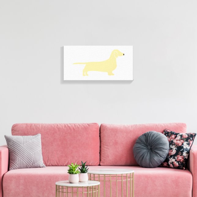 Dackel Weiß-Silhouette Leinwanddruck (Insitu (Wohnzimmer))