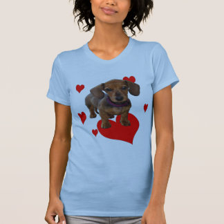 Dackel Welpe mit Herzdruckvorn T-Shirt
