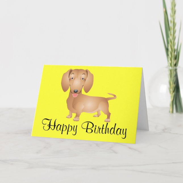 Dackel Welpen Hund Happy Birthday Gelbe Karte (Vorderseite)